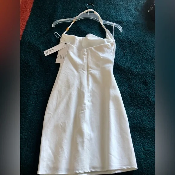 NWT Zara Stretch Linen Blend White Dress XS NWT Zara Stretch Linen Blend White Dress XS